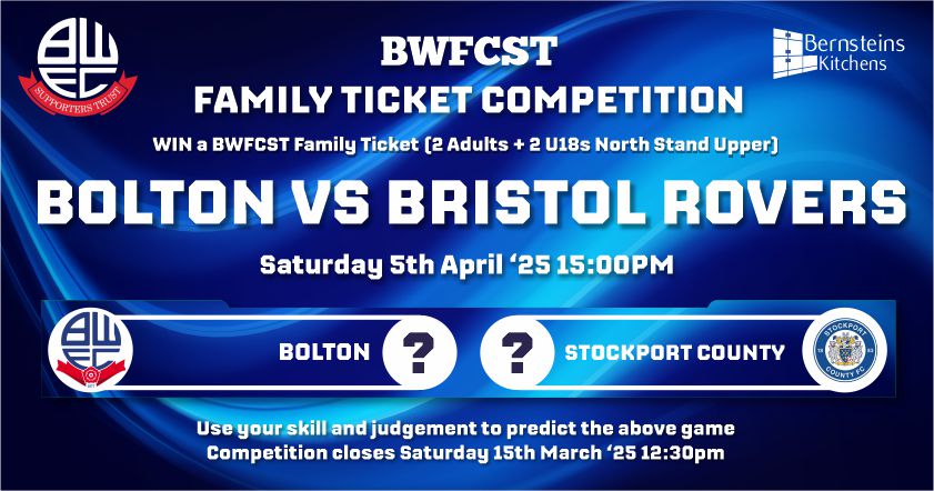 BWFCST Family Ticket Competition Win Bristol Rovers Tickets