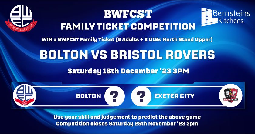 BWFCST Family Ticket Competition Win Bristol Tickets